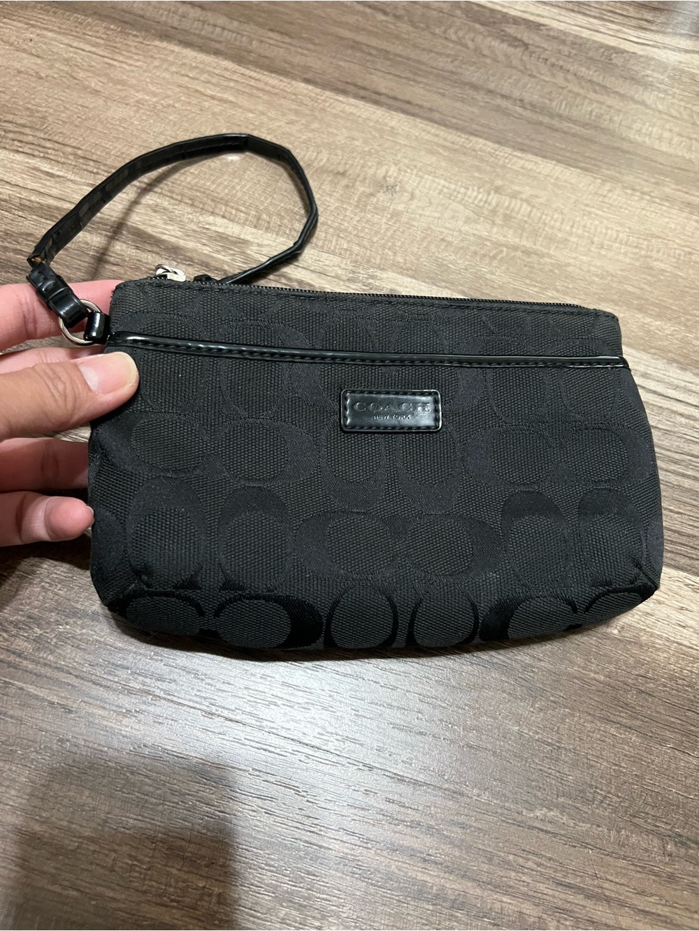 Coach Canvas Black Signature Wristlet